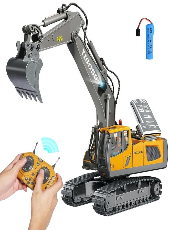 Junona لعبة حفارة JCB جديدة تعمل بالتحكم عن بعد من جونونا بمقياس 1/20، مناسبة للأولاد من عمر 6 إلى 12 سنة، أفضل هدية عيد ميلاد للأطفال من عمر 7 إلى 11 سنة، ألعاب بناء تعمل بالتحكم عن بعد مع مجرفة معدنية، أضواء، أصوات بتردد 2.4 جيجاهرتز، متعددة الألوان - Image 1